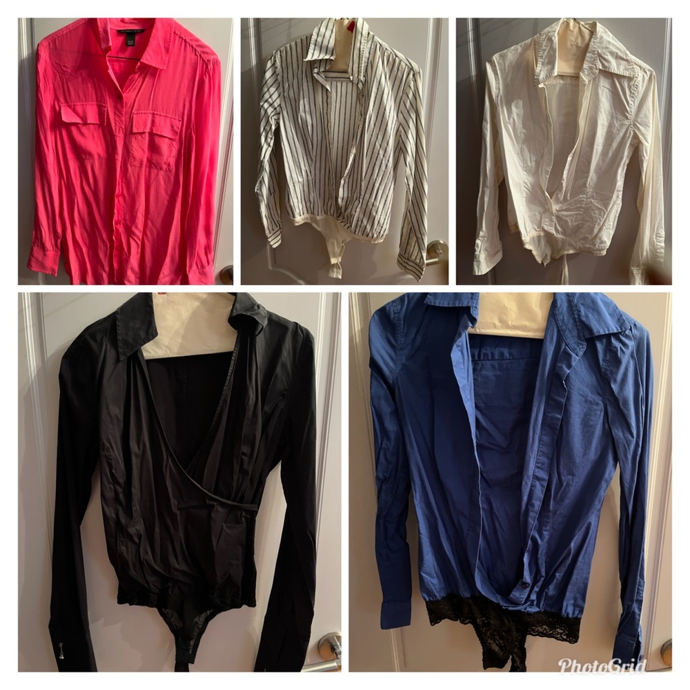Lot of 5 Victoria’s Secret Button Down Body Suit Tops Blouses Sz XS